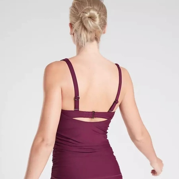Athleta Square Neck Bra Cup Tankini Top Size 38 D/DD Velvet Plum Color - Picture 2 of 9